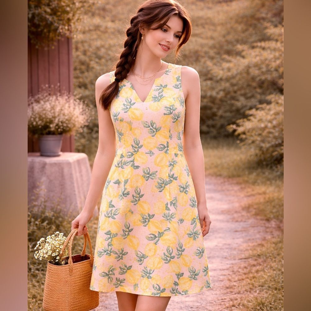 Cynthia Rowley Lemon Print Shift Dress Size 8